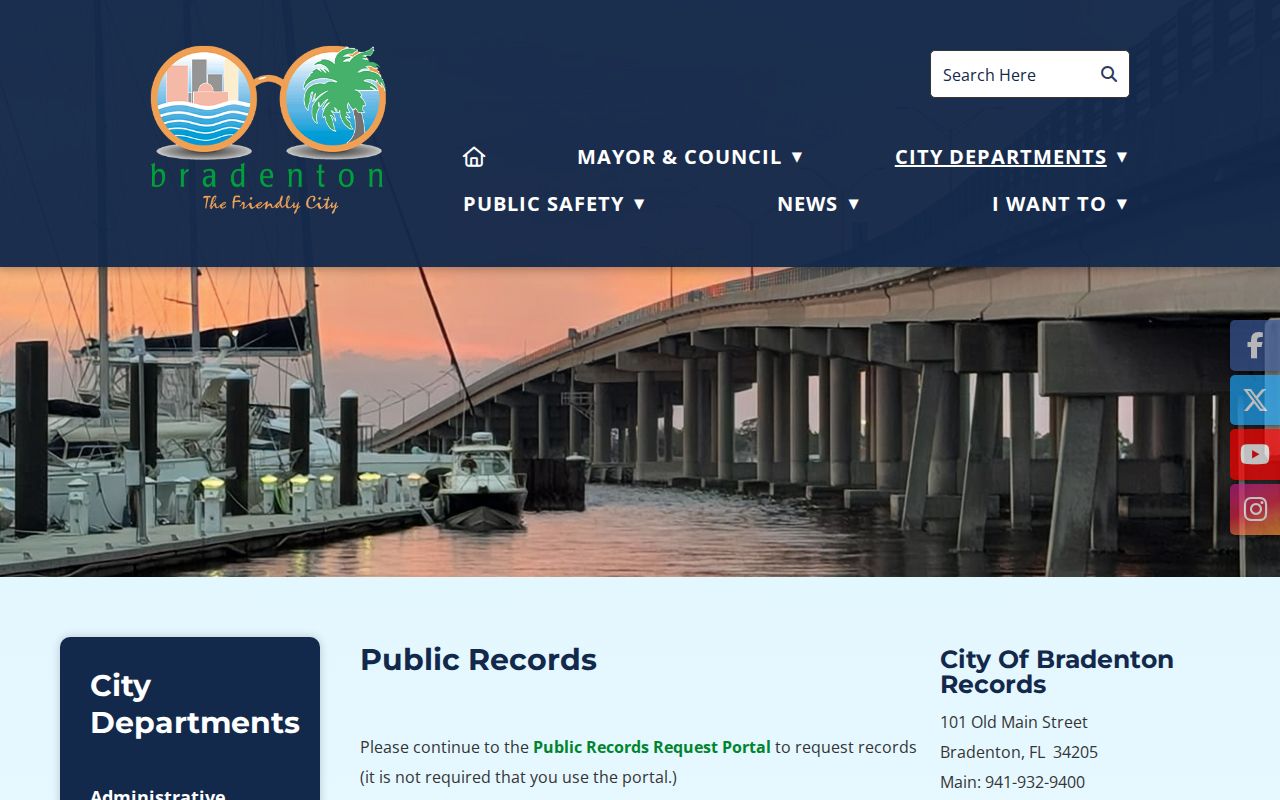 Bradenton residents directory city public records request portal
