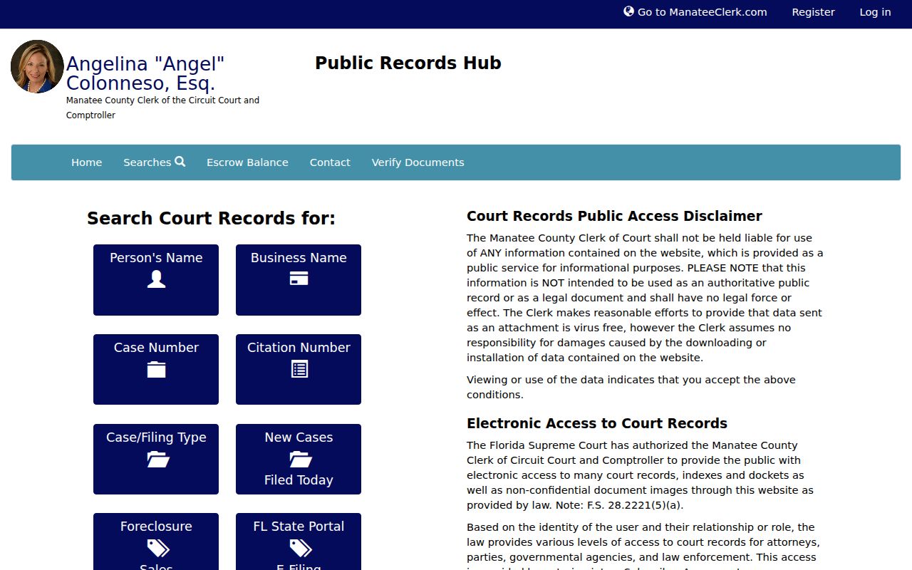 Bradenton residents directory Manatee court records portal