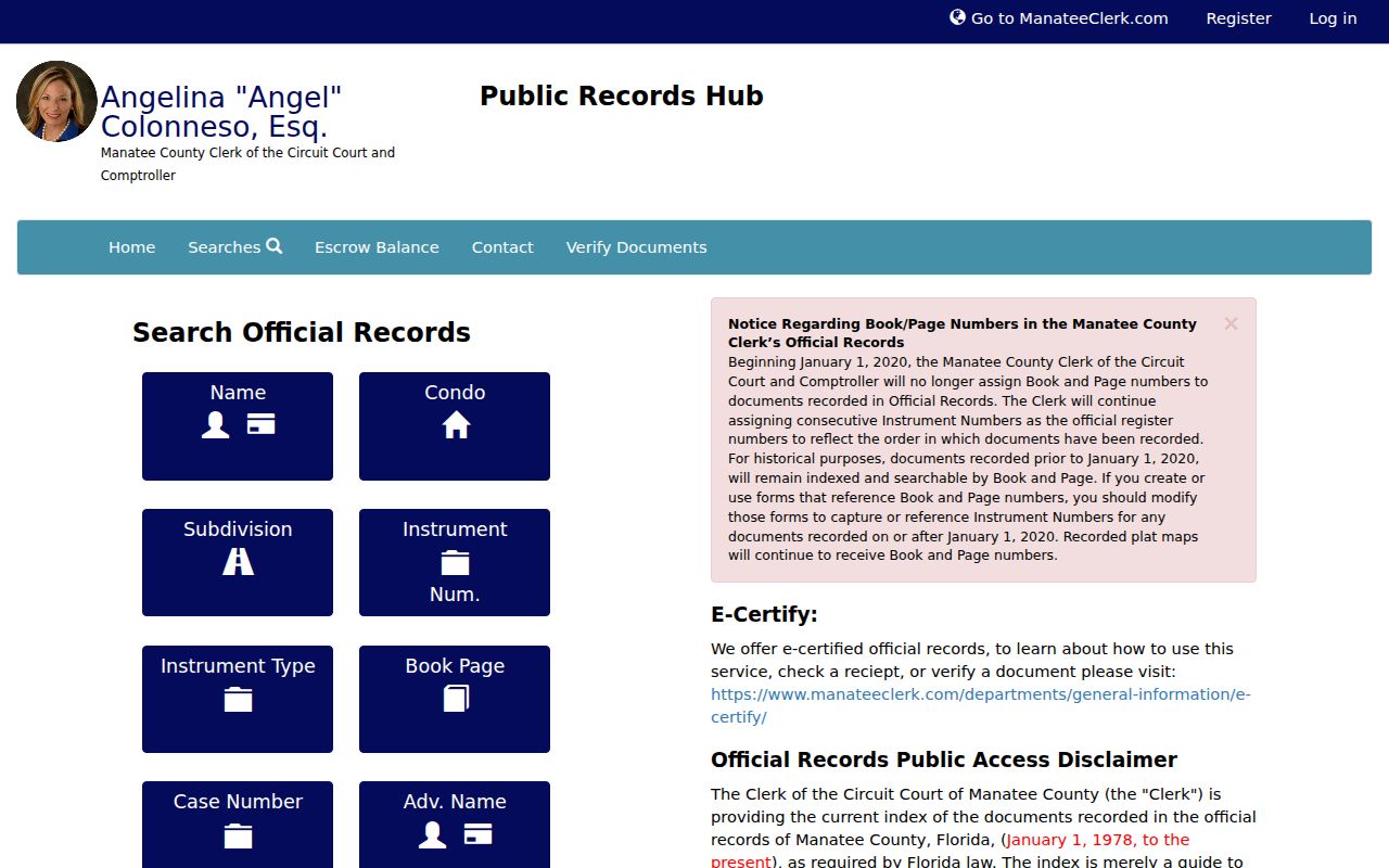 Bradenton residents directory Manatee Official Records search