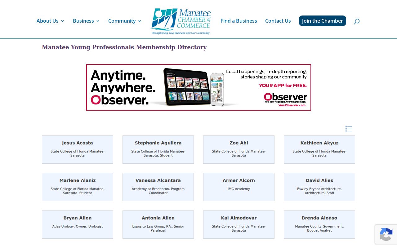 Bradenton neighbors Manatee Chamber group membership directory