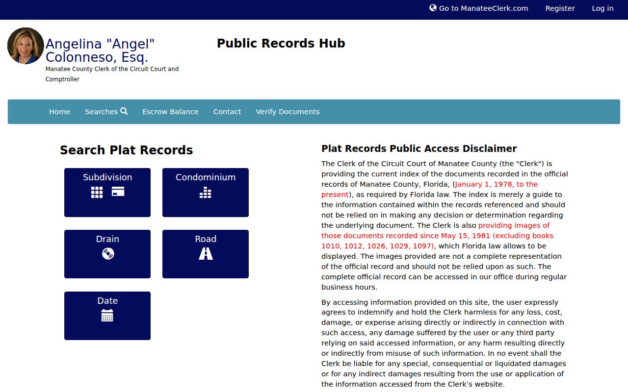 Bradenton previous residents recorded plat search