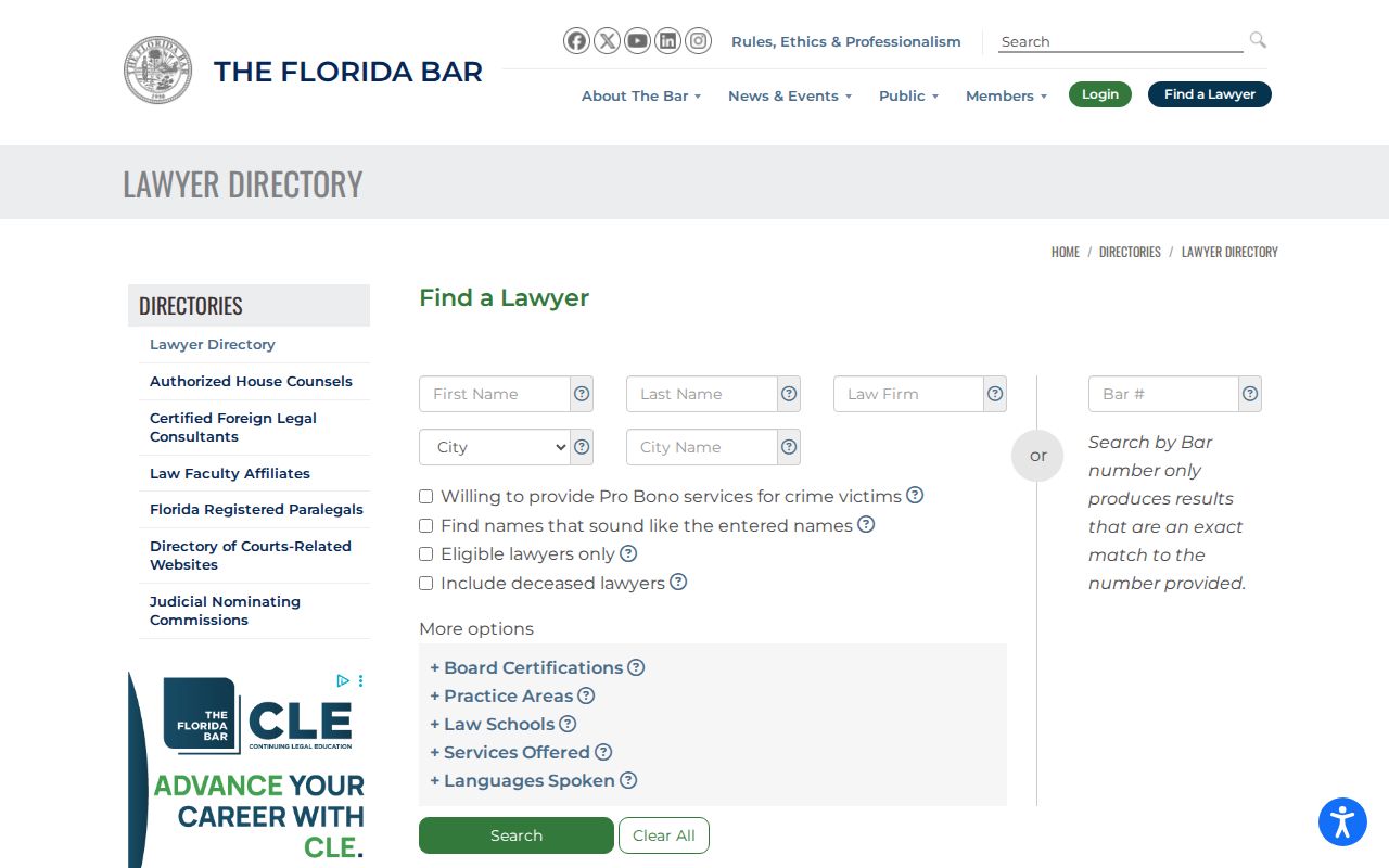 Bradenton resident lookup Florida Bar member directory search